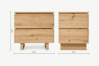 Texas Artisan Oak Effect 2 Drawer Bedside Cabinet with Oak Finish and Modern Design - UK Luxury Furniture